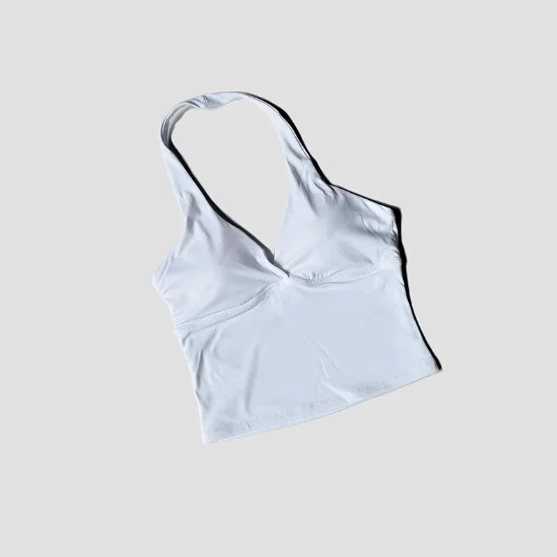Women’s Halter Backless Sports Tank with Built-In Pads by Vimost Shop