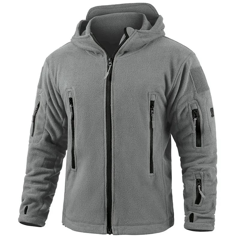 Men's Warm Tactical Fleece Jacket Zip Up Thicken Polar Hoodie Winter Outdoor Sport Hiking Hooded Coat Multi-Pocket by Vimost Shop