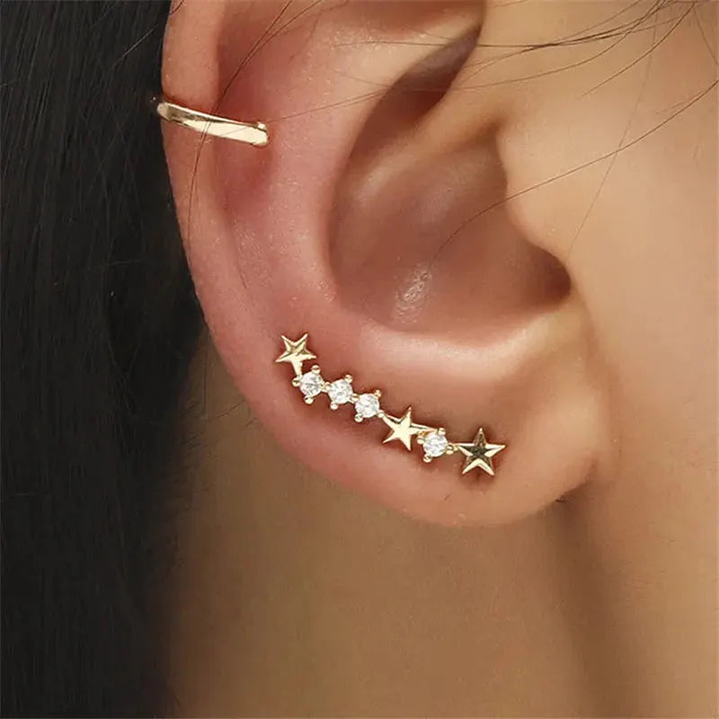 VAGZEB Bohemian NO Piercing Crystal Rhinestone Ear Cuff Wrap Stud Clip Earrings For Women Girl Trendy Earrings Jewelry Bijoux by Maiden-Art