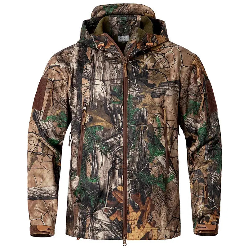 Men's Silent Soft Shell Camouflage Tactical Jacket Waterproof Warm Fleece Hunting Jackets Outdoor Hiking Fishing Hooded Coat by Vimost Shop