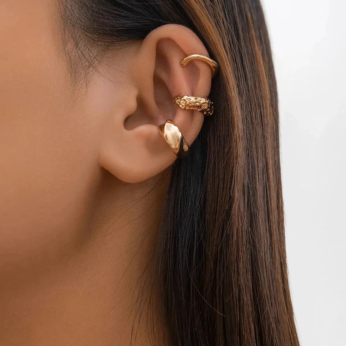 3Pcs/set Metal Chunky No Piercing Clip Earrings Geometric Ear Cuff Earrings for Women Ladies Party Girls Y2K Jewelry 2024 Trendy by MAIDEN-ART