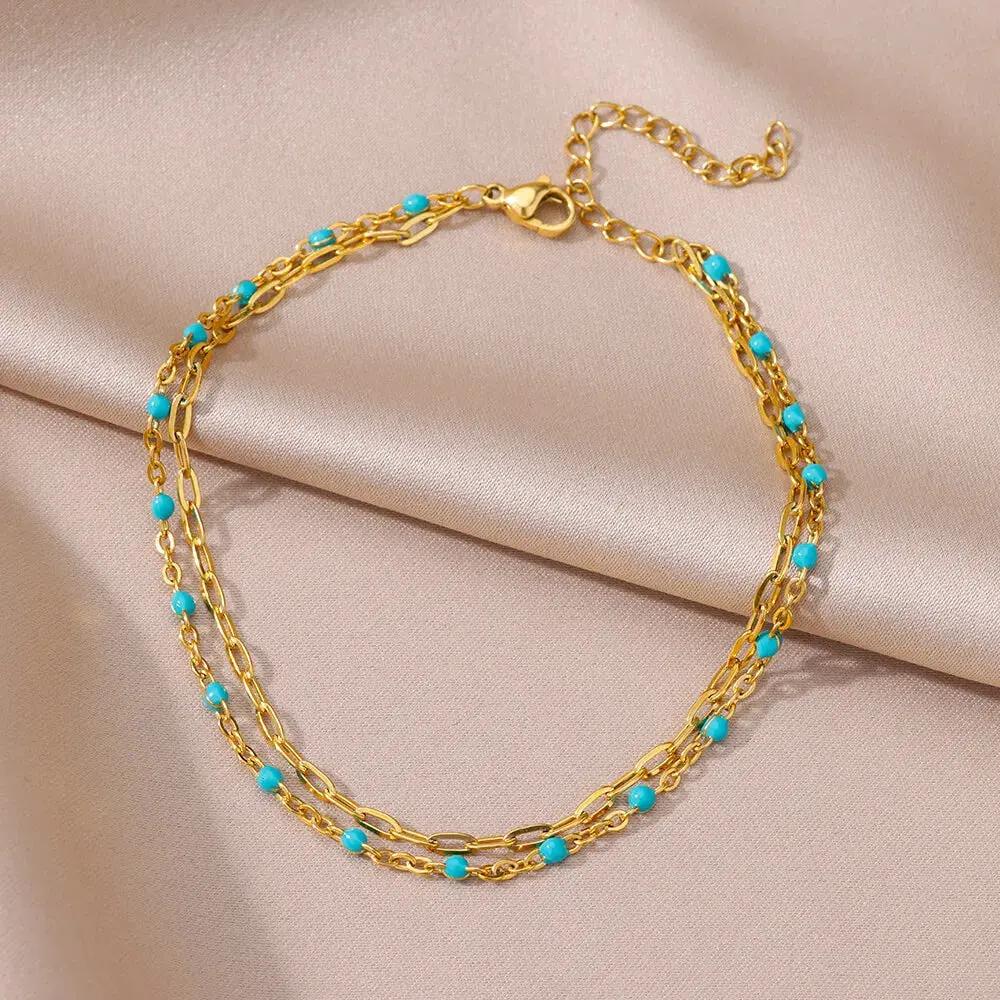 Anklets for Women Summer Beach Accessories Stainless Steel Imitation Pearl Chain Anklet Gold Color Leg Bracelets Bodychain Gifts by MAIDEN-ART