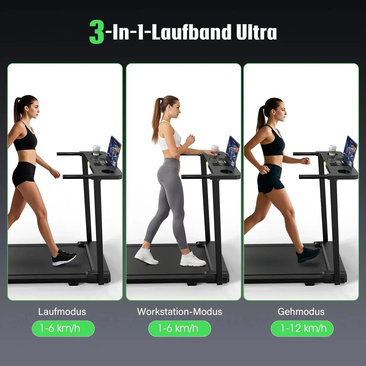 Treadmill Walking Pad for Home 3in1 Folding Under Desk Treadmill 2.5HP Smart Walking Treadmill with APP & LED Display by MAIDEN-ART