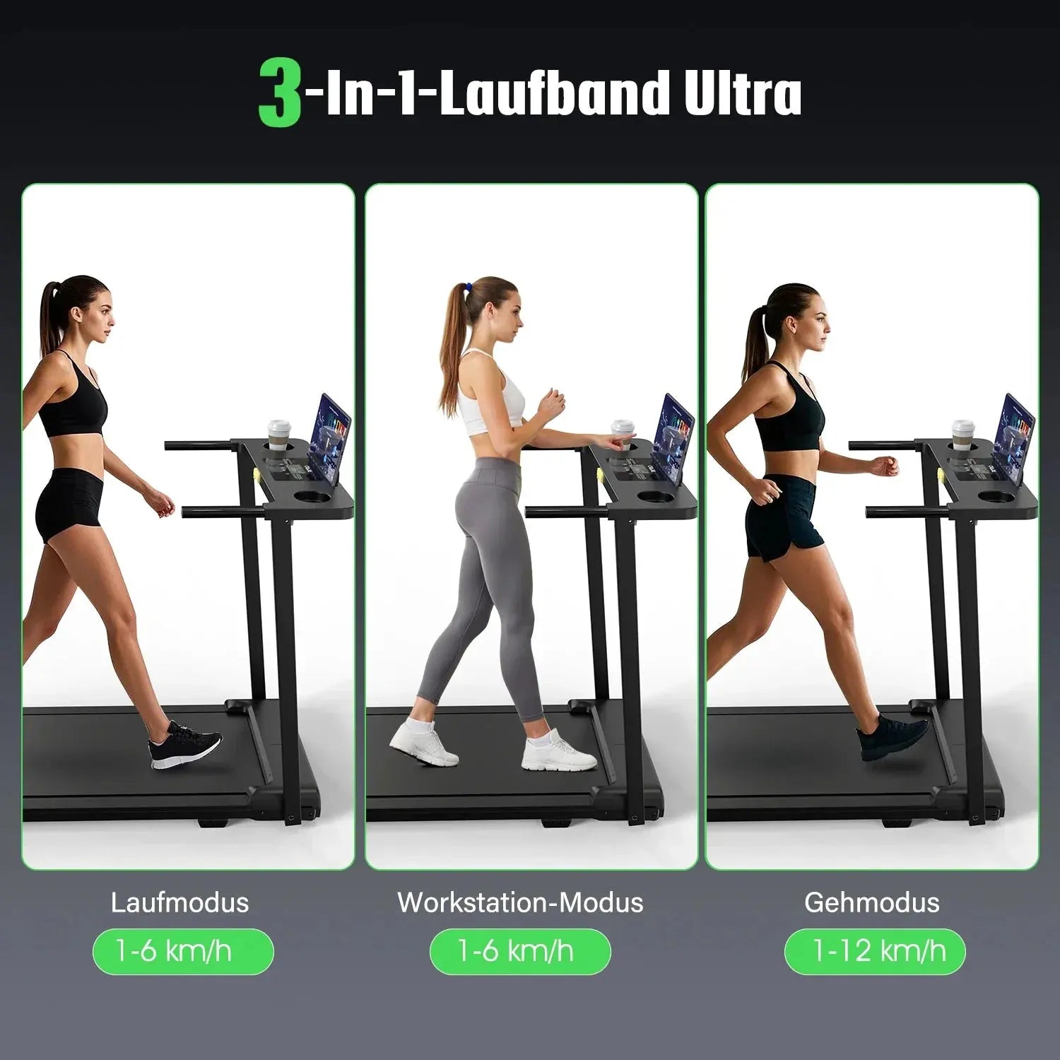 Treadmill Walking Pad for Home 3in1 Folding Under Desk Treadmill 2.5HP Smart Walking Treadmill with APP & LED Display by MAIDEN-ART
