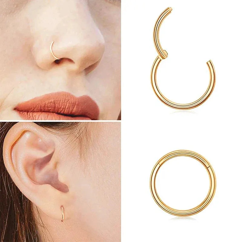 1PC Stainless Steel Nose Hoop Septum Piercing Clicker Hinged Segment Rings Lip Helix Daith Conch Cartilage Earrings Sexy Jewelry by Maiden-Art
