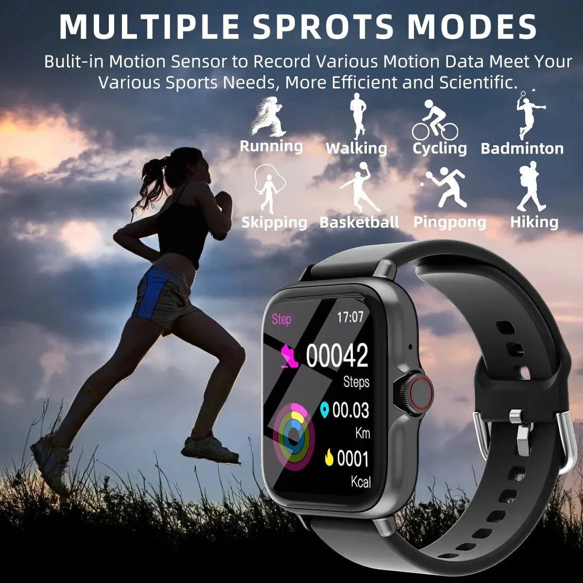 1.83'' Waterproof Smart Watch with Message Answer Call Sleep Monitoring Sports Pedometer Information Alerts For iPhone Android by MAIDEN-ART