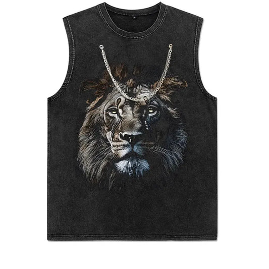 Hip Hop Men's T-Shirt With Lion head Print casual Tshirt Unisex Tops Tee by Vimost Shop