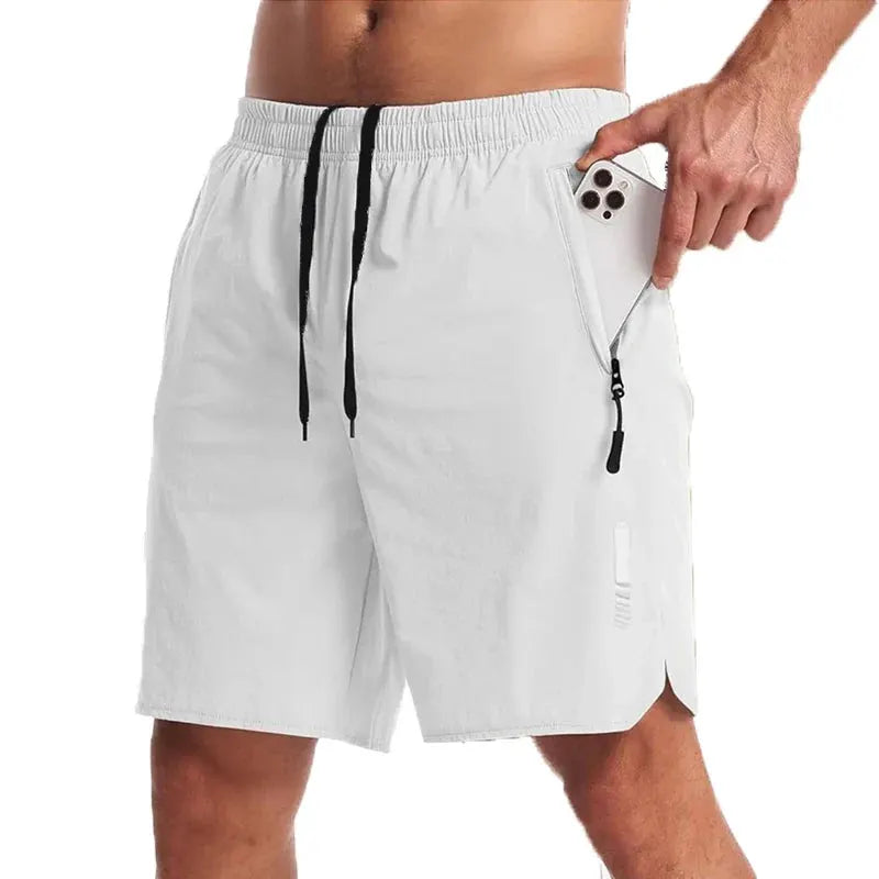 Men’s Nylon-Blend Running Shorts with Drawstring Waist and Zippered Pocket by Vimost Shop