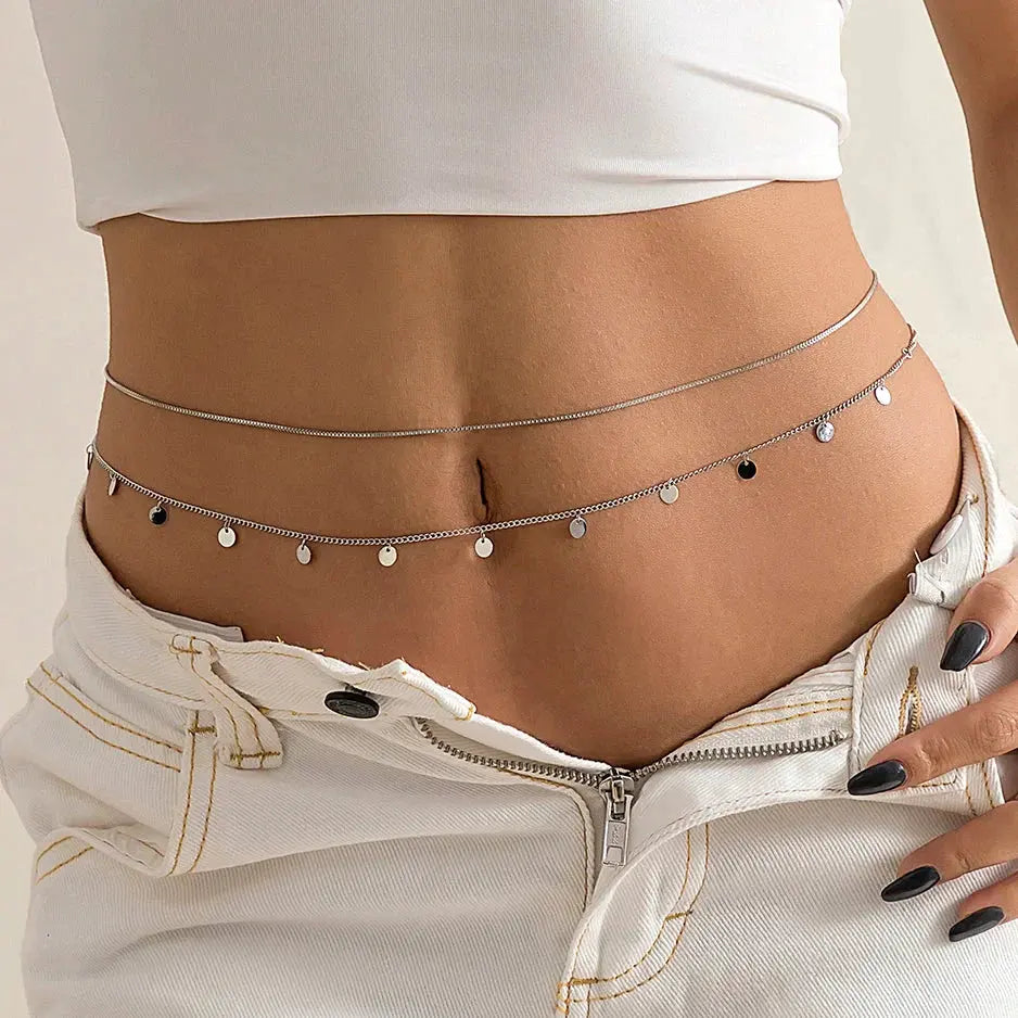 Ingemark Sexy Flat Snake Chain Waist Belly Belt for Women Summer Beach Bikinis Simple Body Chain Festival Jewelry Accessories by Maiden-Art