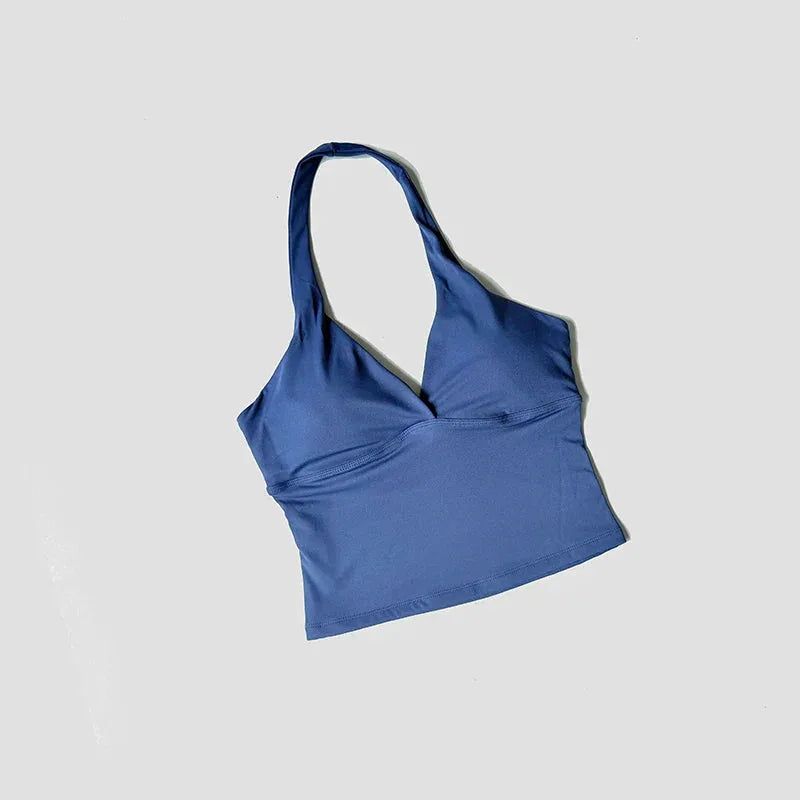 Women’s Halter Backless Sports Tank with Built-In Pads by Vimost Shop