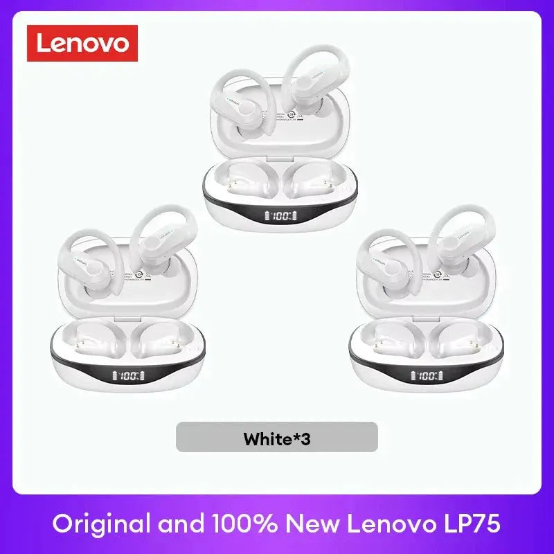 Original Lenovo LP75 TWS Bluetooth V5.3 Headphones Wireless LED Digital Display Earphones Noise Reduction Waterproof Headset New by MAIDEN-ART