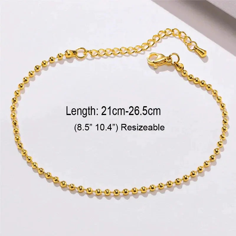 Snake Chain Anklet for Women Girls Adjustable Summer Beach Chain Anklet Bracelet Mother's Day Gifts Stainless Steel Not Allergic by Maiden-Art