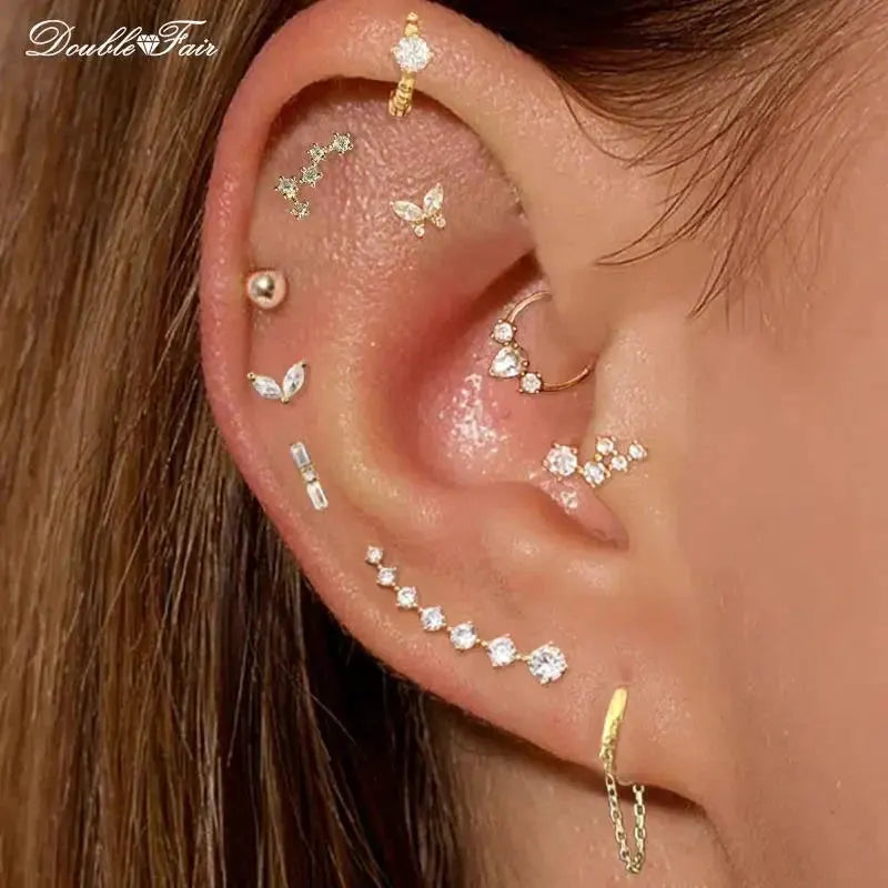 Dainty Y2k Ear Piercing Helix Daith Snug Earrings for Women 1PC Cartilage Tragus Clicker Septum Ring With Chain INS Jewelry Gift by Maiden-Art