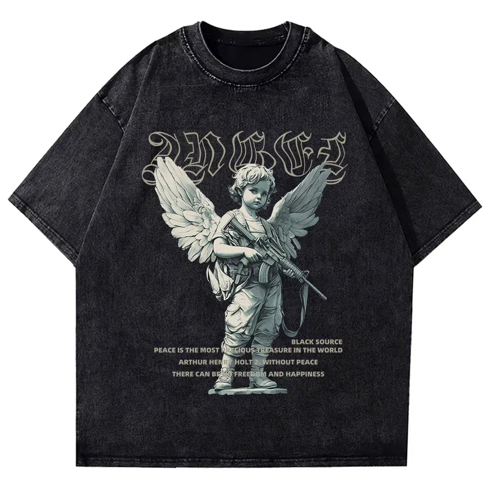 Angel Cupid Mythology Graphic T-Shirt Unisex Washed Loose Short Sleeve Tee by Vimost Shop