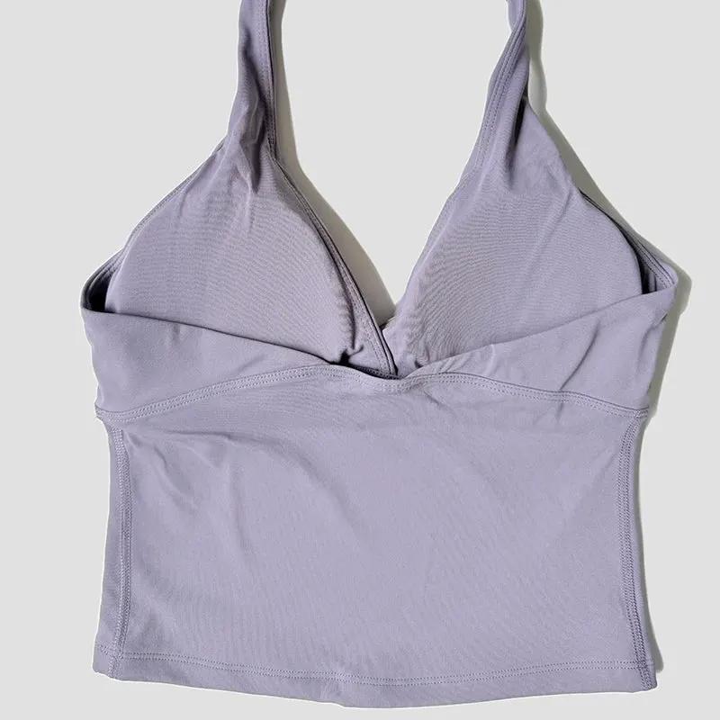 Women’s Halter Backless Sports Tank with Built-In Pads by Vimost Shop