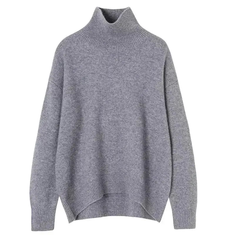 Autumn and Winter New Thick Cashmere Sweater Women High Neck Pullover Sweater Warm Loose Knitted Base Sweater Jacket Tops by Vimost Shop