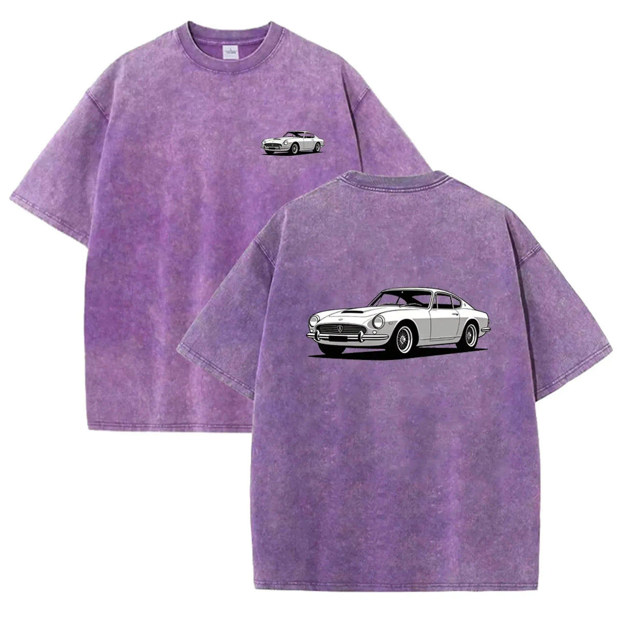 Teal Acid Wash Retro Vintage Coupe Car Print Classic Car Lover Casual Tee by Vimost Shop