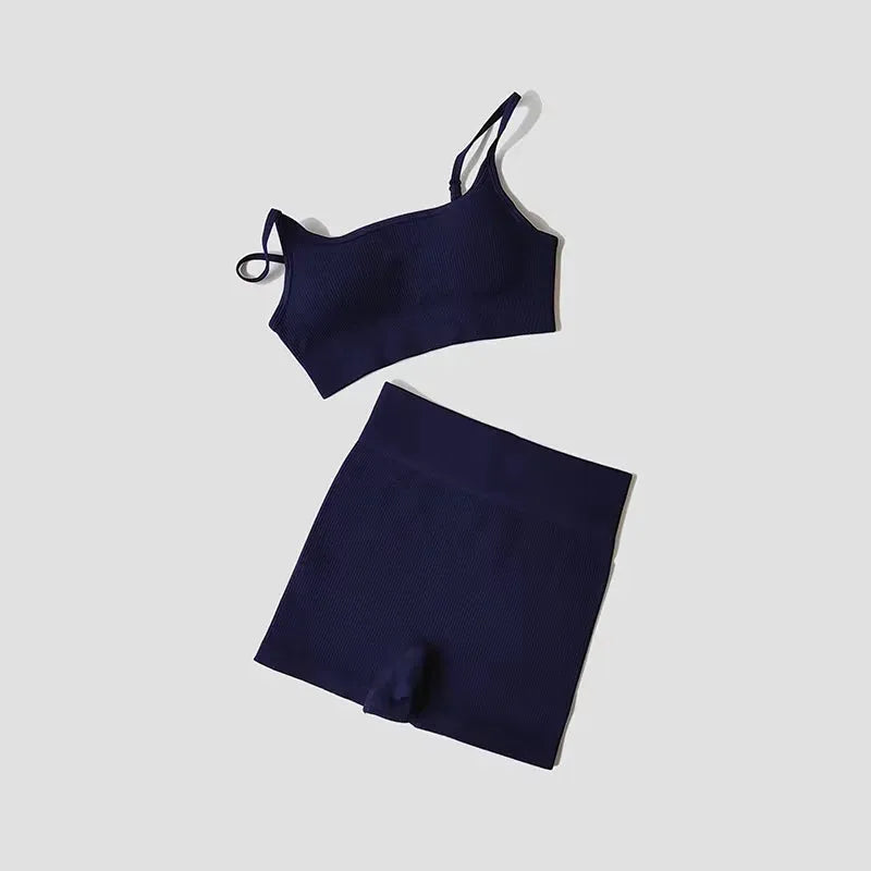 Women’s Seamless Yoga Set with Padded Sports Bra & Workout Shorts by Vimost Shop