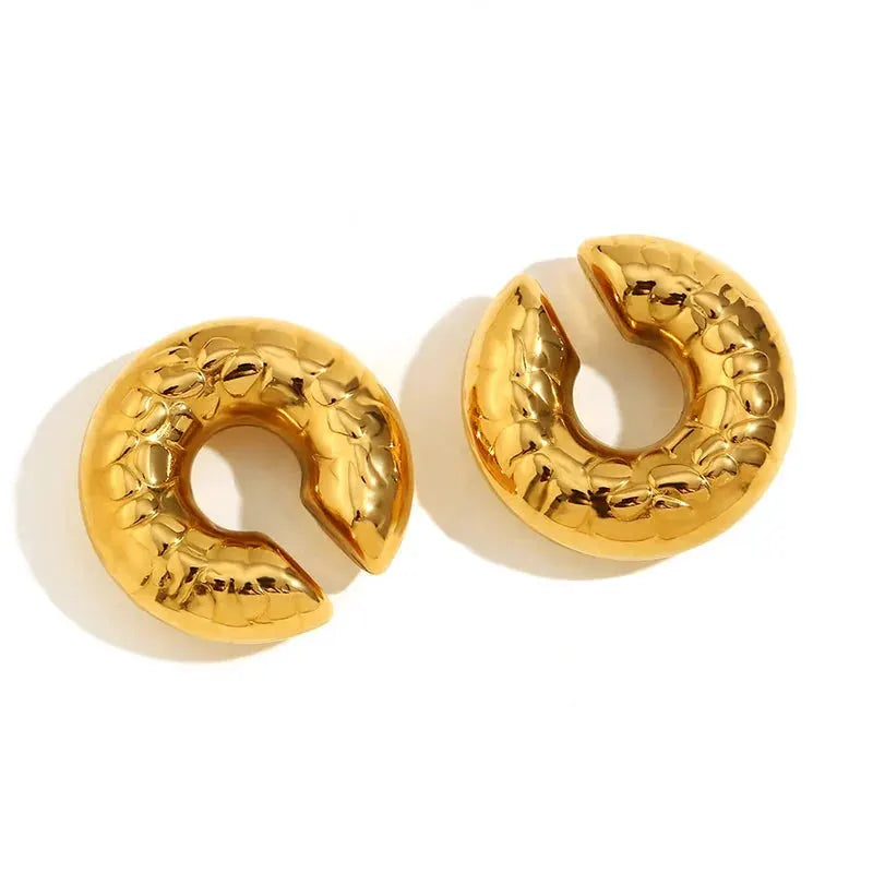 1 Pair Smooth Circle C Shape Clip Earrings For Women Lightweight Without Piercing Cartilage Ear Cuff Gold Silver Color Earrings by MAIDEN-ART