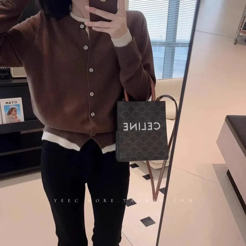 Fake two 100% pure cashmere sweater cardigan dark grey high-grade wool knit coat top by Vimost Shop