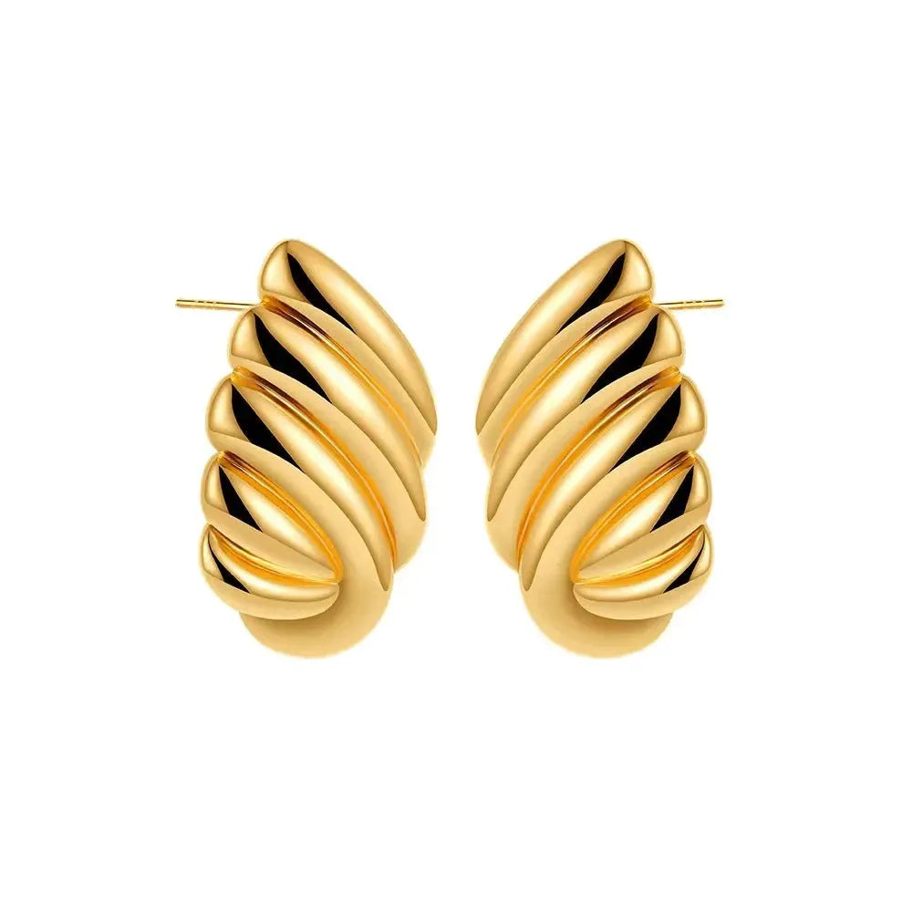 Trendy Stainless Steel Multilayer Circle Twist Knot Earrings for Women Texture Mixed Color Gold Plated Statement Earring Bijoux by Maiden-Art