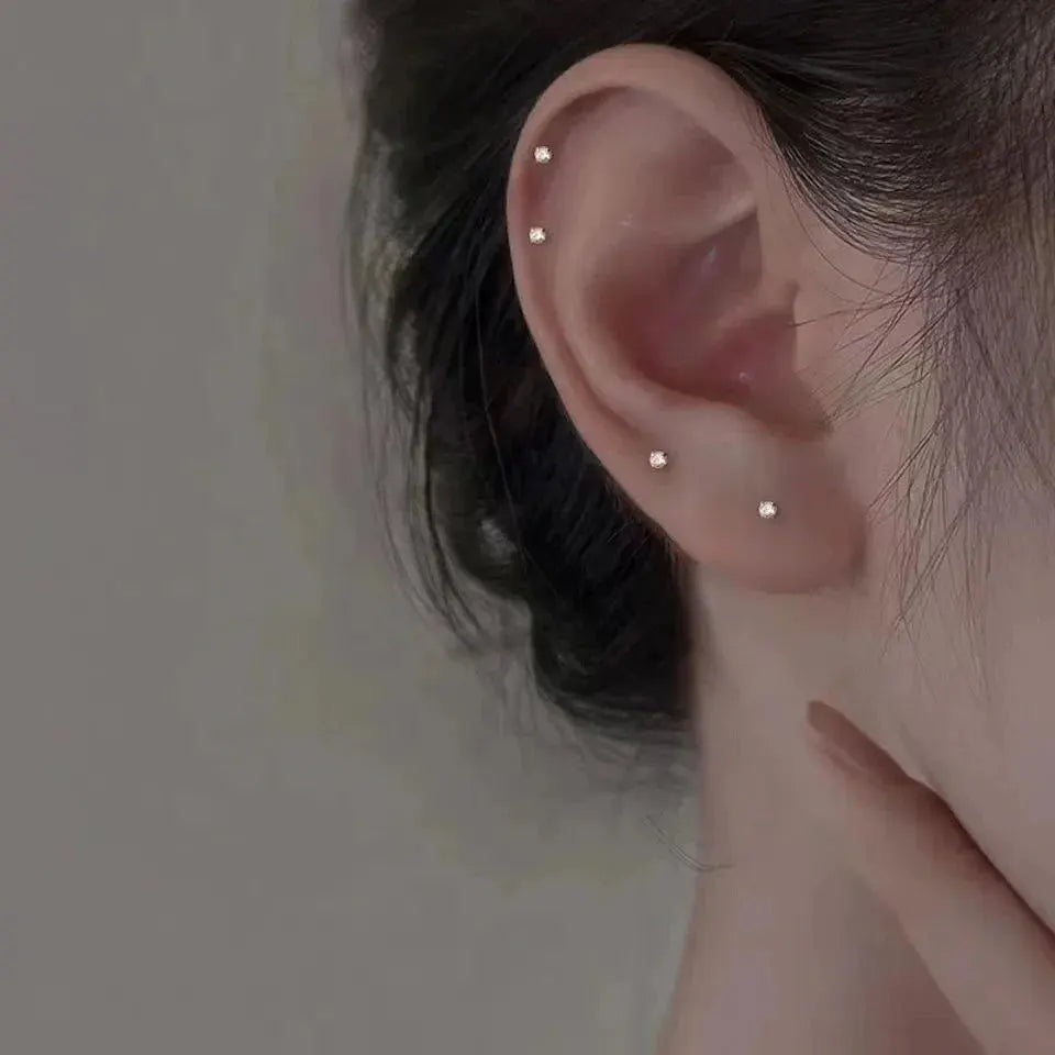 Trendy Mini Rhinestones Stud Earrings for Women Girls Daily Jewelry Cute Round Geometry Small Earrings Accessories by Maiden-Art