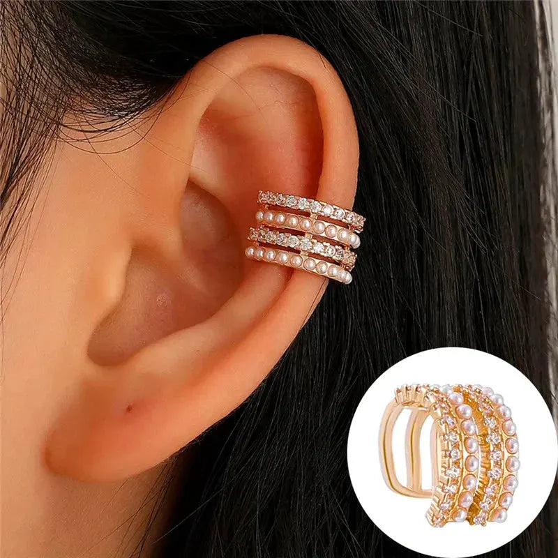 VAGZEB Bohemian NO Piercing Crystal Rhinestone Ear Cuff Wrap Stud Clip Earrings For Women Girl Trendy Earrings Jewelry Bijoux by Maiden-Art