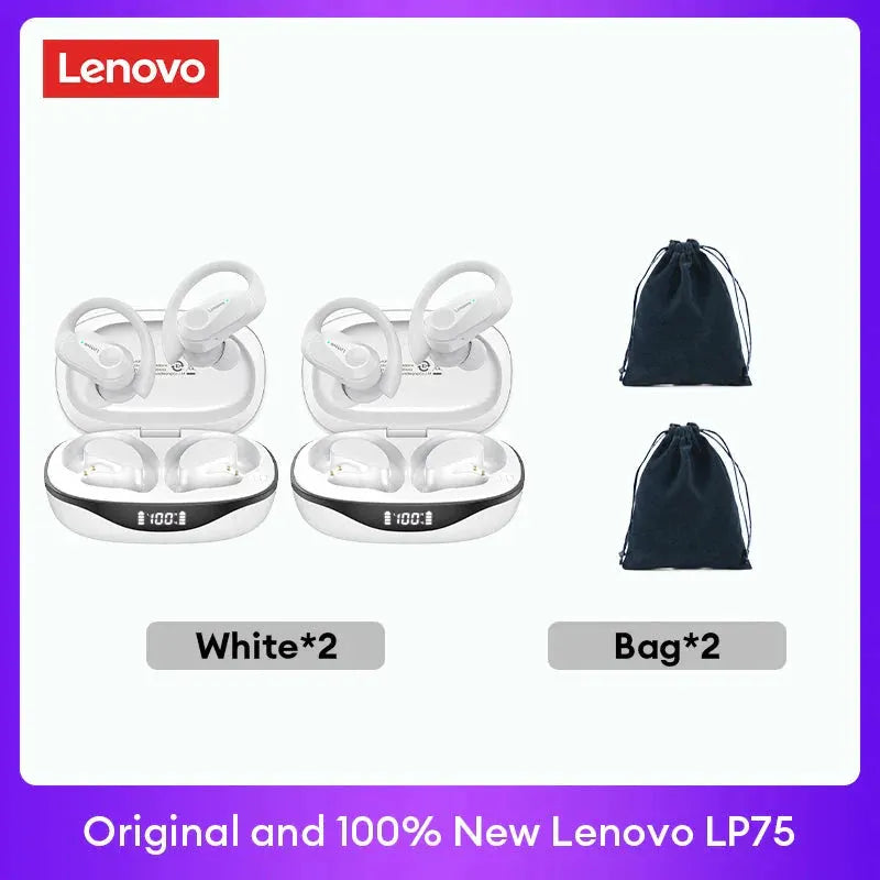 Original Lenovo LP75 TWS Bluetooth V5.3 Headphones Wireless LED Digital Display Earphones Noise Reduction Waterproof Headset New by MAIDEN-ART