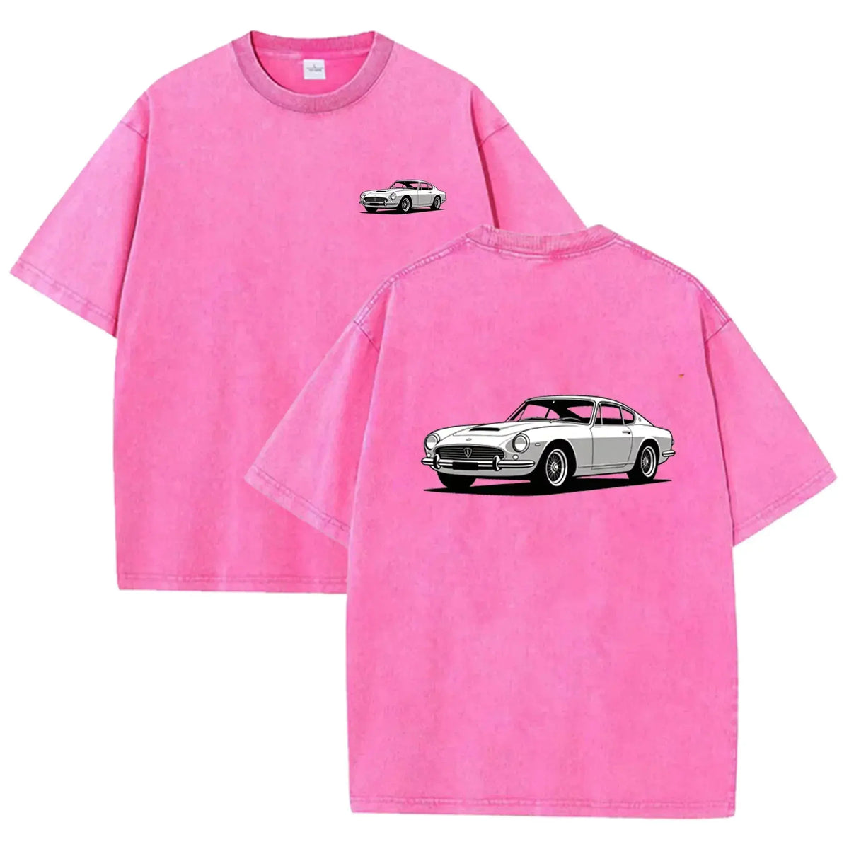 Teal Acid Wash Retro Vintage Coupe Car Print Classic Car Lover Casual Tee by Vimost Shop