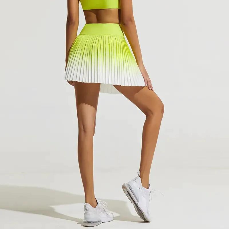Women Summer Safe Tennis Skirts S-XXL Gym Golf Running Pleated skirt Girls Gradient Sports Fitness High Waist Skorts With Pocket by Vimost Shop