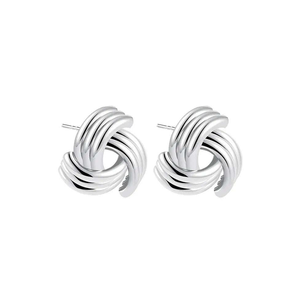 Trendy Stainless Steel Multilayer Circle Twist Knot Earrings for Women Texture Mixed Color Gold Plated Statement Earring Bijoux by Maiden-Art