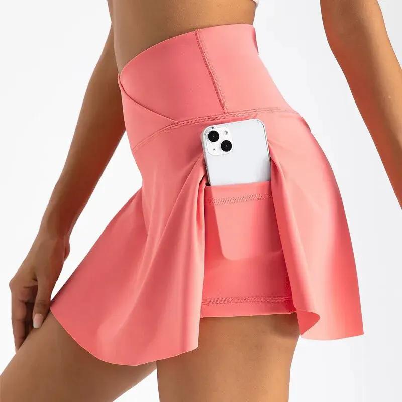 Women Pleated Tennis Skirt with Pockets Shorts Athletic Skirts Crossover High Waisted Athletic Golf Skorts Workout Sports Skirts by Vimost Shop