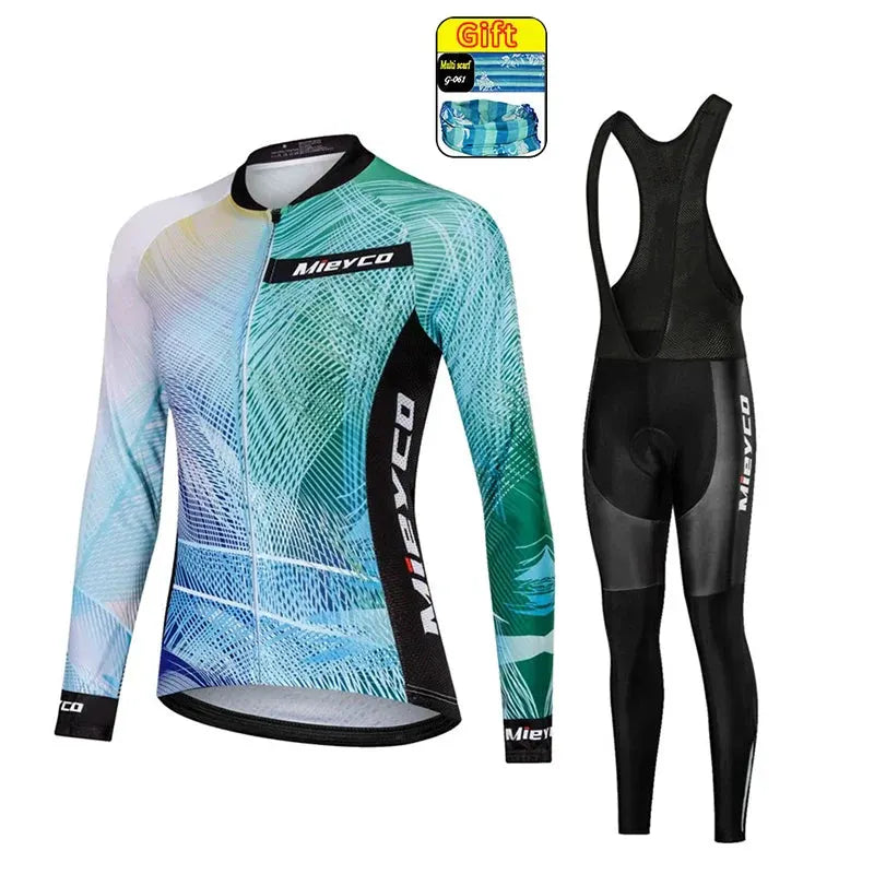 Women Long Sleeve Cycling Jersey Set MTB Bike Pants Kit Breathable Sportswear by Vimost Shop