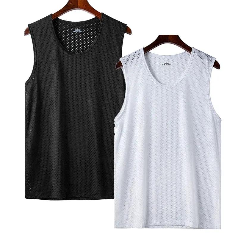 Men Ice Silk Mesh Sports Vest Breathable Quick Dry Sleeveless Riding Running Training Top by Vimost Shop