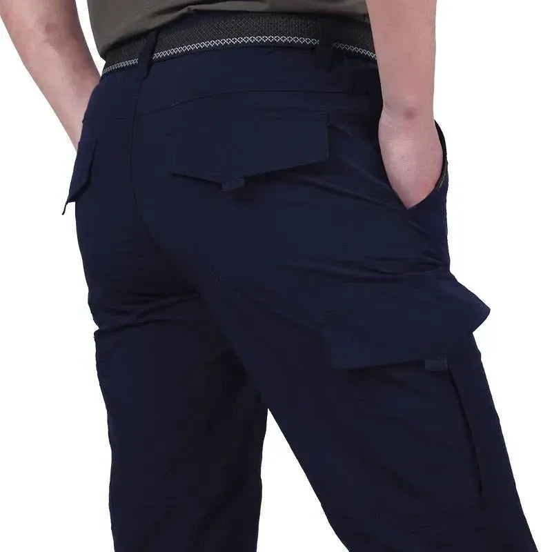 Men's Thin Quick Dry Cargo Pants with Utility Pockets by Vimost Shop