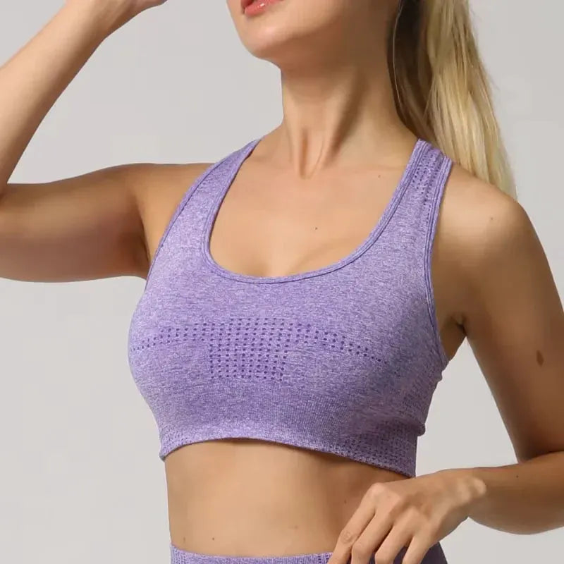 Women’s High Impact Seamless Sports Bra – Padded Push Up Crop Top for Running, Gym & Yoga by Vimost Shop