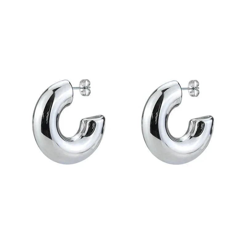 1 Pair Smooth Circle C Shape Clip Earrings For Women Lightweight Without Piercing Cartilage Ear Cuff Gold Silver Color Earrings by MAIDEN-ART
