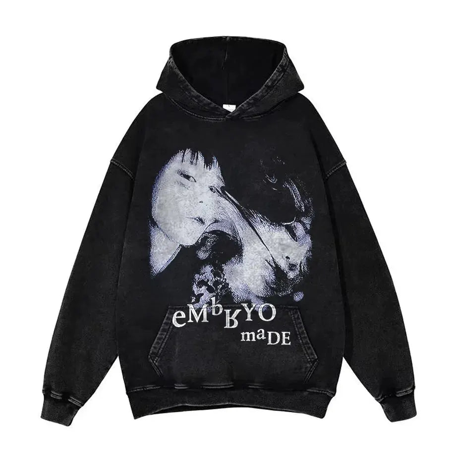 Anime Pain Graphic Hoodie Men's Retro Washed Harajuku Streetwear by Vimost Shop