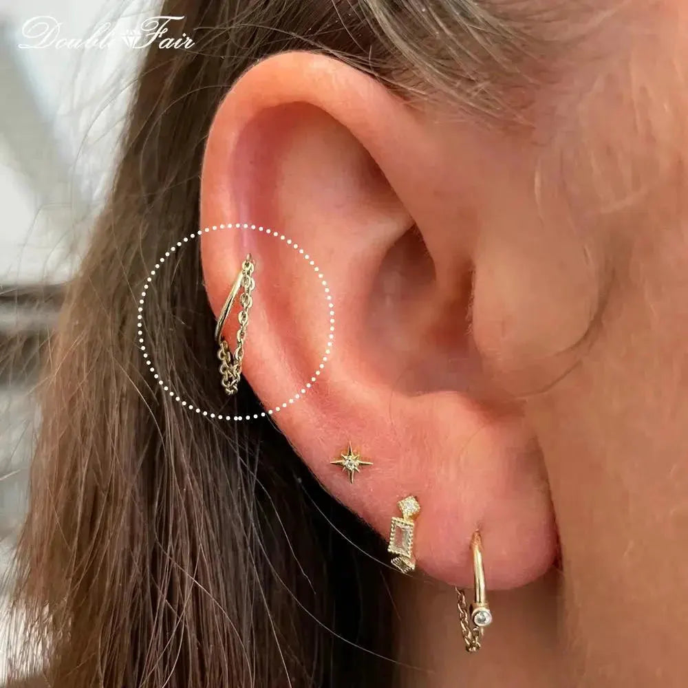 Dainty Y2k Ear Piercing Helix Daith Snug Earrings for Women 1PC Cartilage Tragus Clicker Septum Ring With Chain INS Jewelry Gift by Maiden-Art