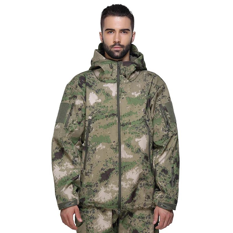 Men's Soft Shell Camouflage Tactical Jacket Men Waterproof Fleece Lined Coat Hooded Outdoor Hiking Hunting Clothes by Vimost Shop