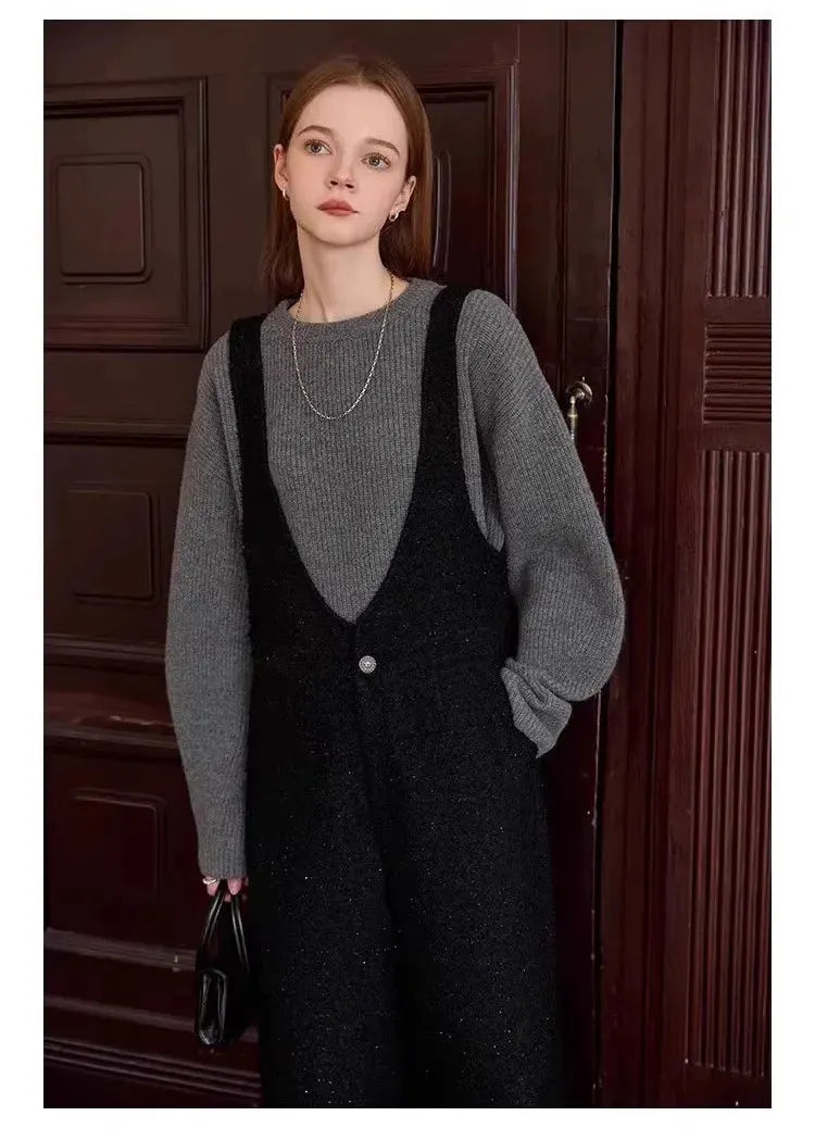 Vintage thick cashmere knitwear women's fall/winter loose shoulder crew neck sweater base sweater by Vimost Shop