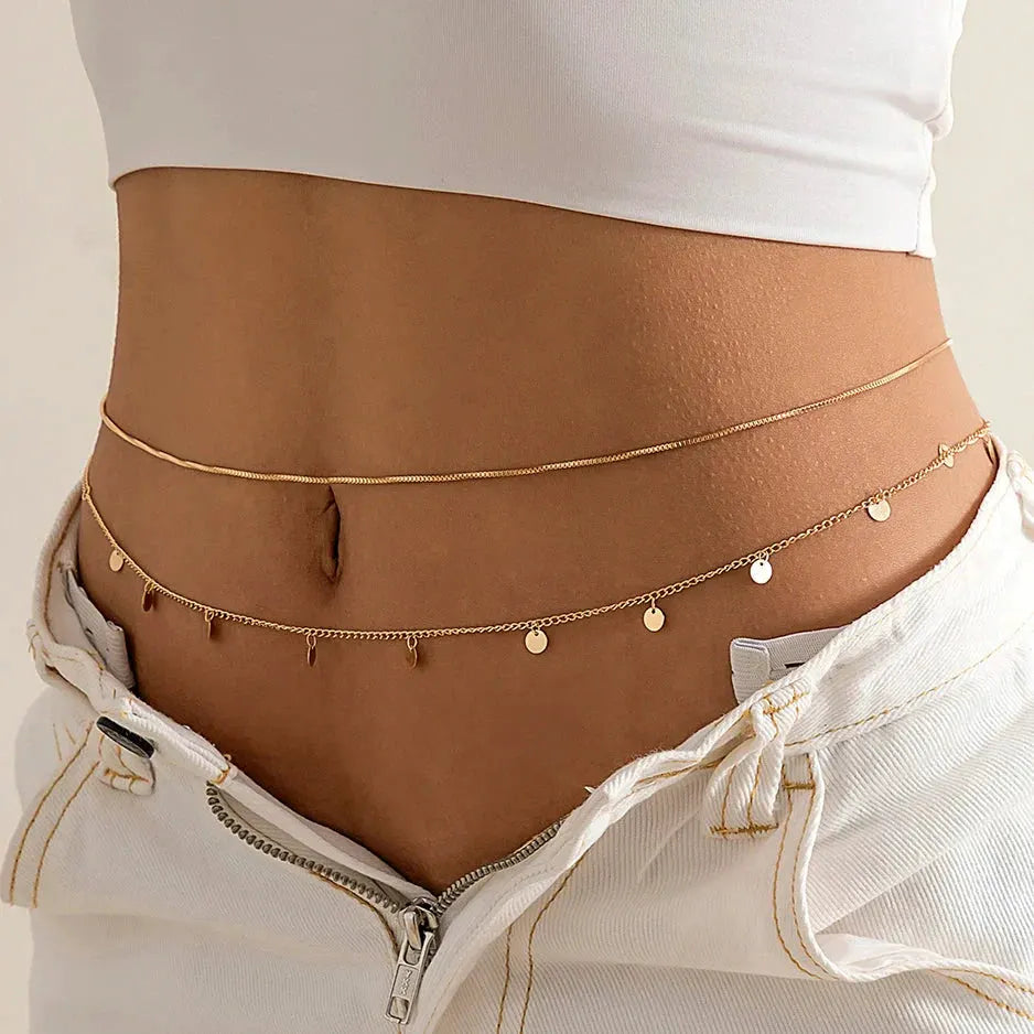 Ingemark Sexy Flat Snake Chain Waist Belly Belt for Women Summer Beach Bikinis Simple Body Chain Festival Jewelry Accessories by Maiden-Art