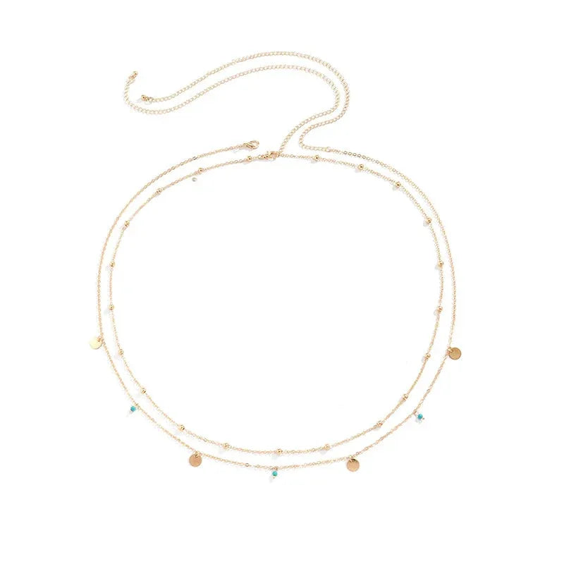 Sexy Double Thin Chain Women's Waist Chain Charming Butterfly Stainless Steel Belly Chain Summer Beach Bikini Body Jewelry by Maiden-Art