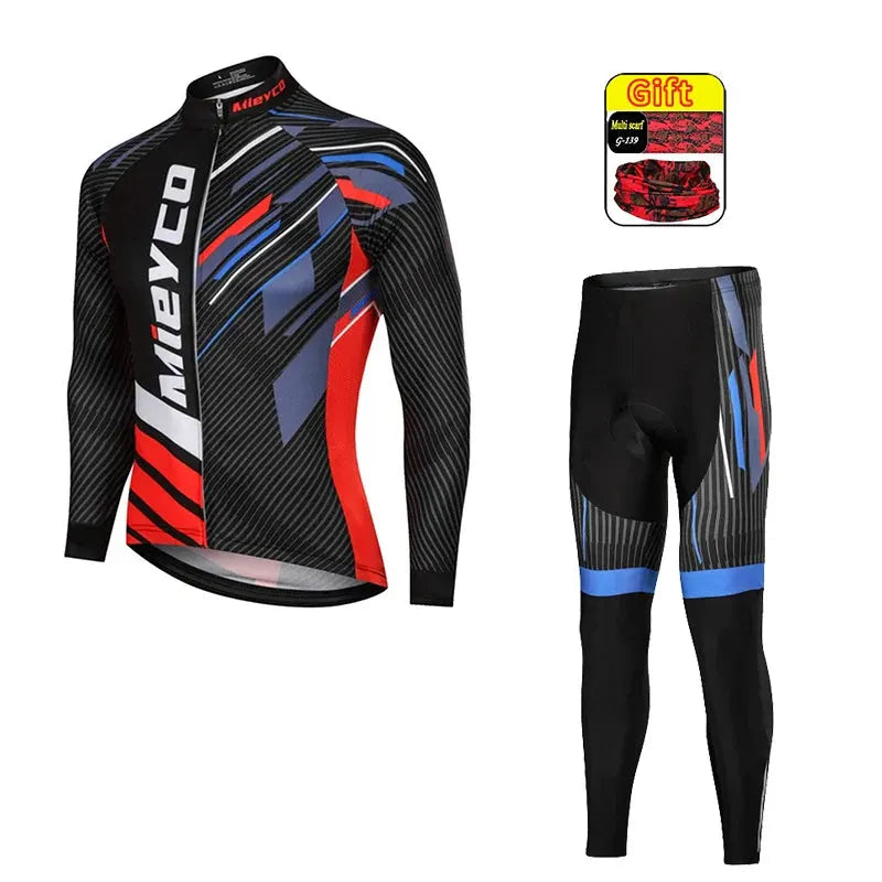 Men Autumn Long Sleeve Cycling Jersey Set MTB Mountain Bike Sportswear Slim Fit by Vimost Shop