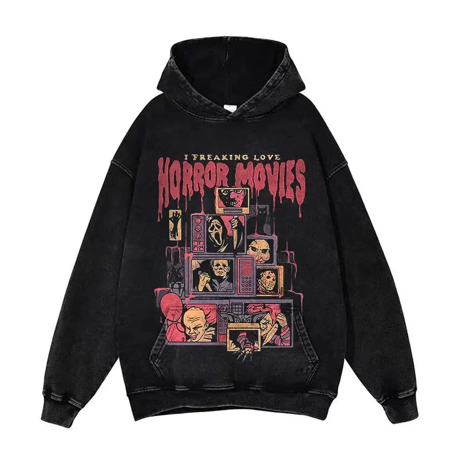 Anime Pain Graphic Hoodie Men's Retro Washed Harajuku Streetwear by Vimost Shop