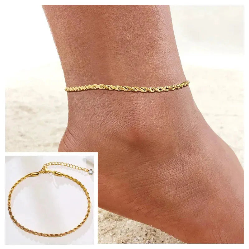 Snake Chain Anklet for Women Girls Adjustable Summer Beach Chain Anklet Bracelet Mother's Day Gifts Stainless Steel Not Allergic by Maiden-Art