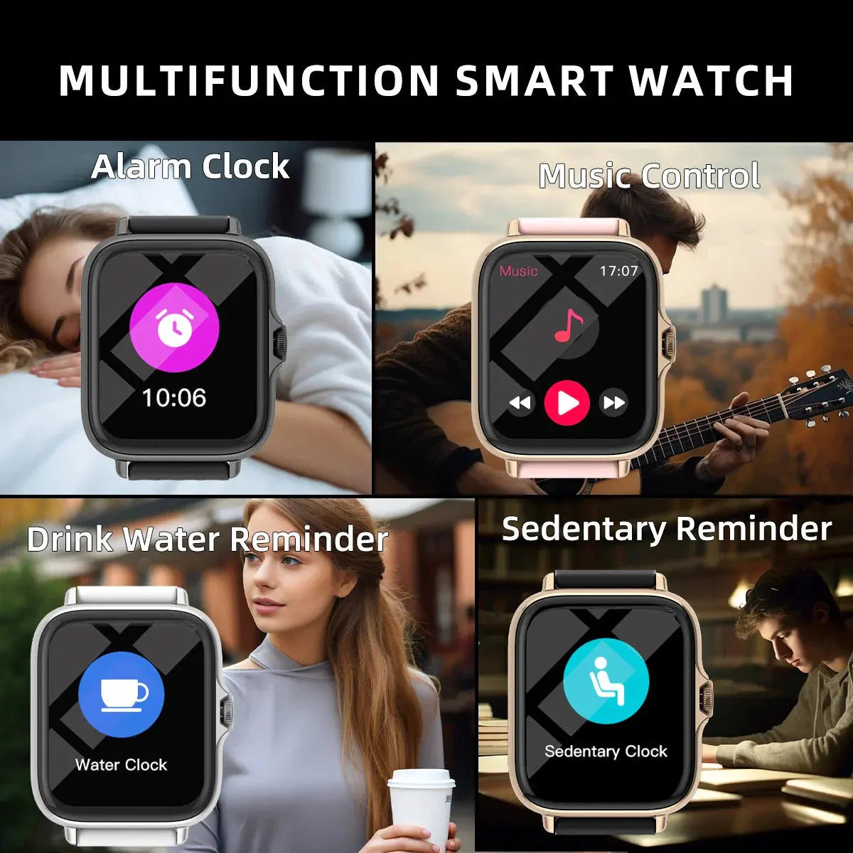 1.83'' Waterproof Smart Watch with Message Answer Call Sleep Monitoring Sports Pedometer Information Alerts For iPhone Android by MAIDEN-ART