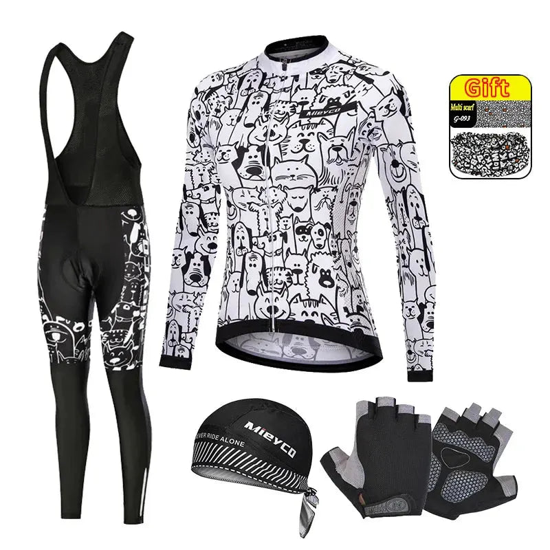 Women Long Sleeve Cycling Jersey Set MTB Bike Pants Kit Breathable Sportswear by Vimost Shop