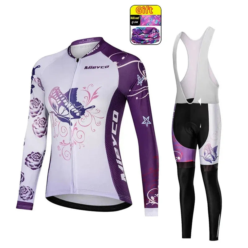 Women Long Sleeve Cycling Jersey Set MTB Bike Quick Dry Breathable Cycling Suit by Vimost Shop