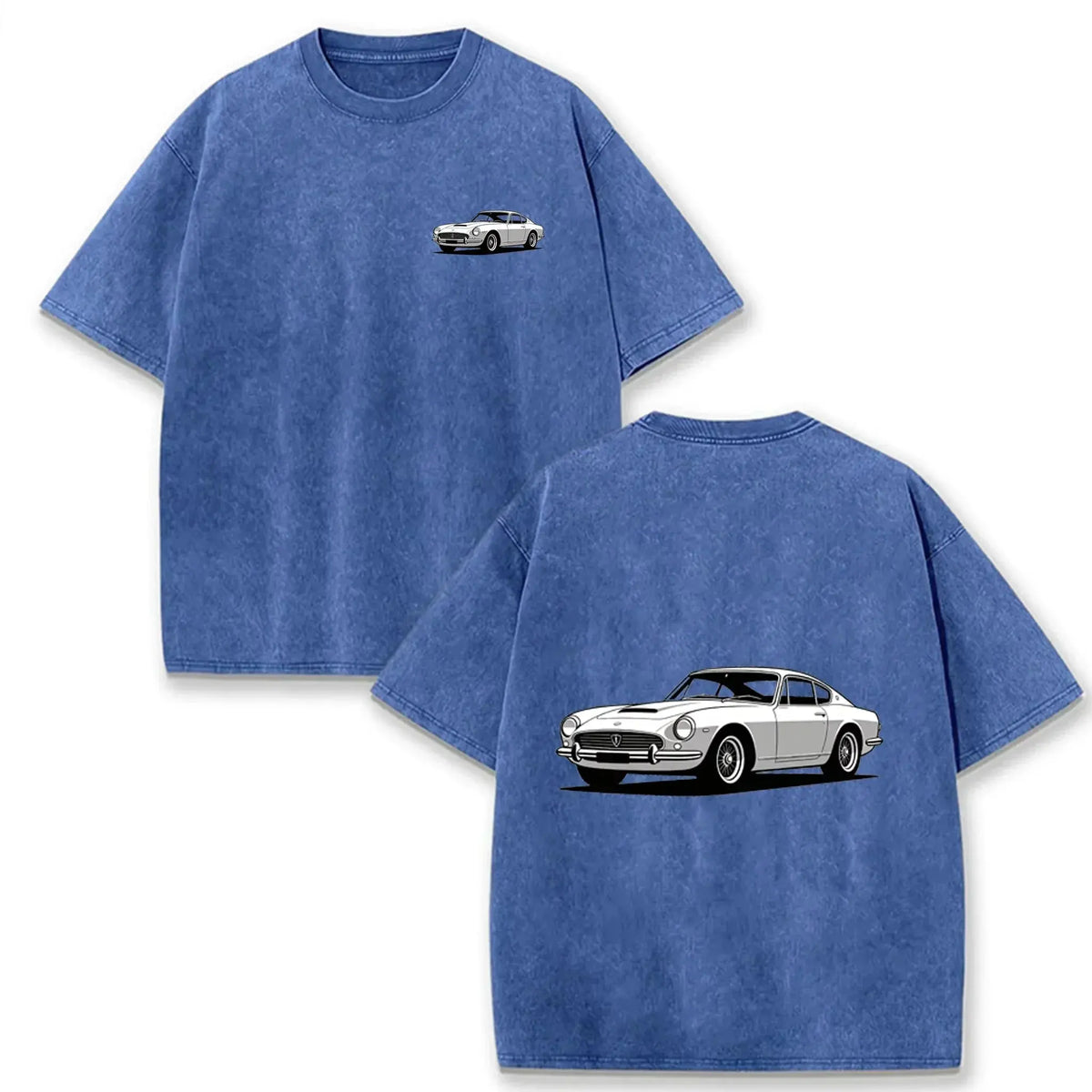 Teal Acid Wash Retro Vintage Coupe Car Print Classic Car Lover Casual Tee by Vimost Shop